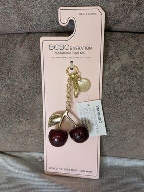 🍒 NWT BCBGeneration Glitter Cherry Bag Charm